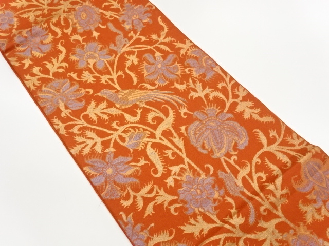 JAPANESE FUKURO OBI / WOVEN ABSTRACT FLOWER ARABESQUE